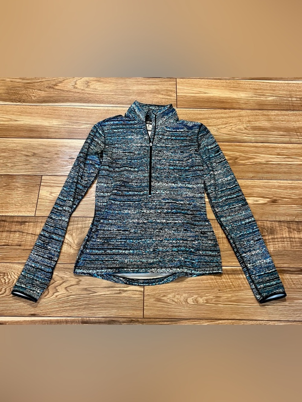 Nike Dri FIT Women's Blue and Black Quarter-Zip Performance Pullover
